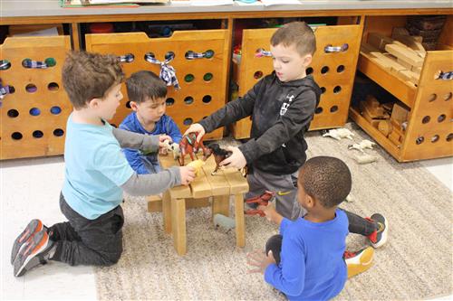 pre-K students playing