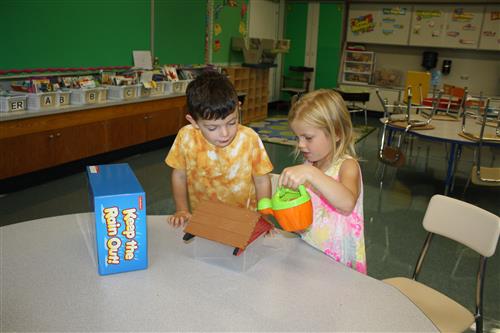 Students trying out a daily STEM Challenge