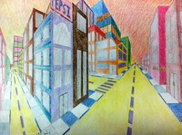 drawing of city blocks and buildings