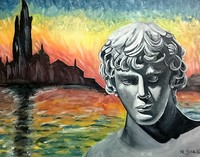 drawing of sculpture with a background