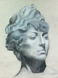 drawing of a sculpture of a woman
