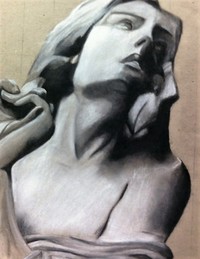 drawing of a sculpture of a woman