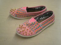 pink studded canvas shoes